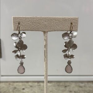 Silver and Pink Floral Earrings